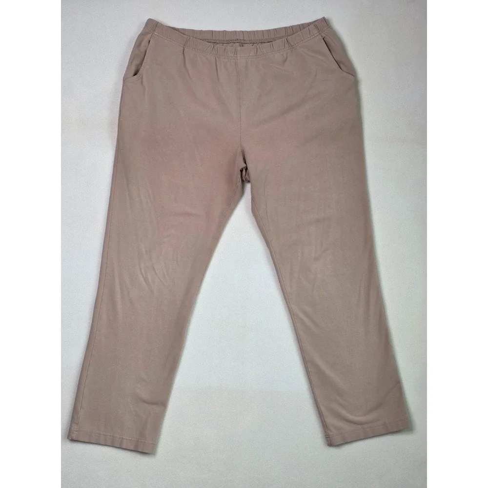 L.L. Bean Women's Jersey Pants‎ Size L Beige Tan Perfect Fit Straight Pull-On